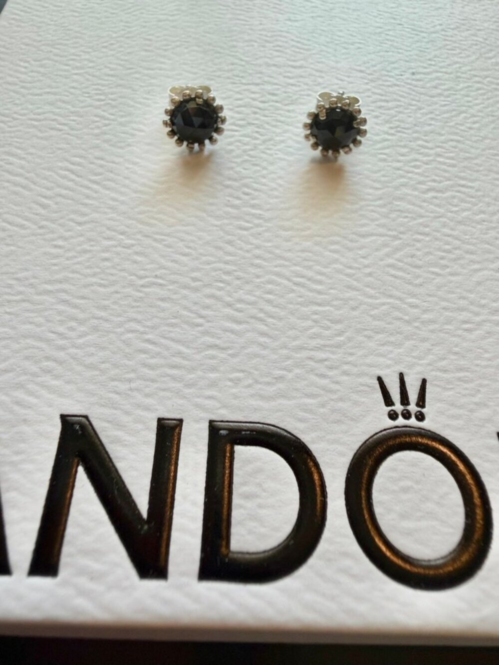 Pandora RETIRED Silver and dark Blue CZ Stud Earrings